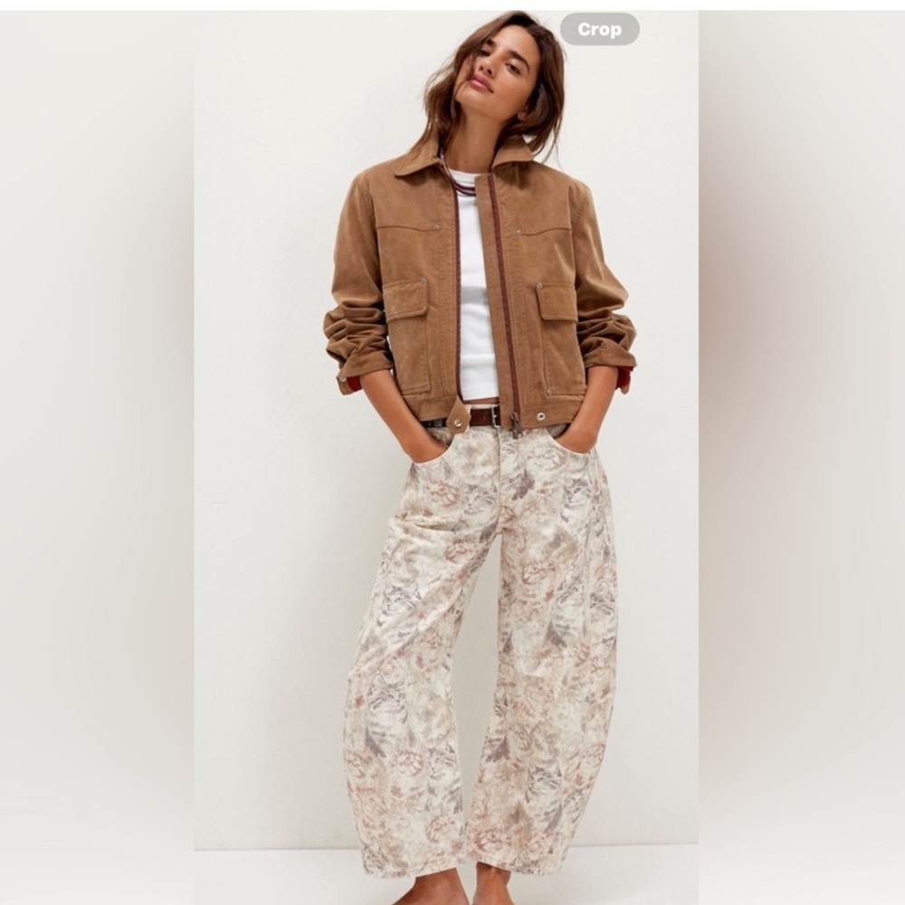 We The Free Neutral Floral Print Wide-Leg Jeans - Picture 4 of 5